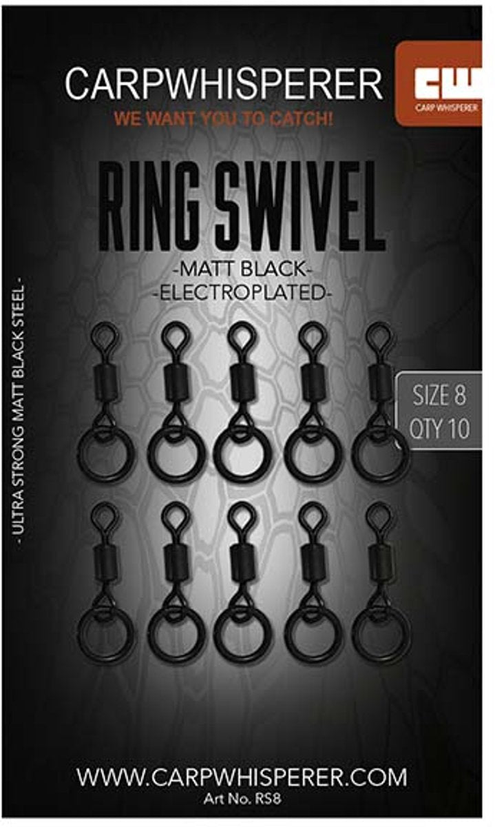 Carp Whisperer Ring Swivels - 10pcs - Matt Black - KarperCentrale