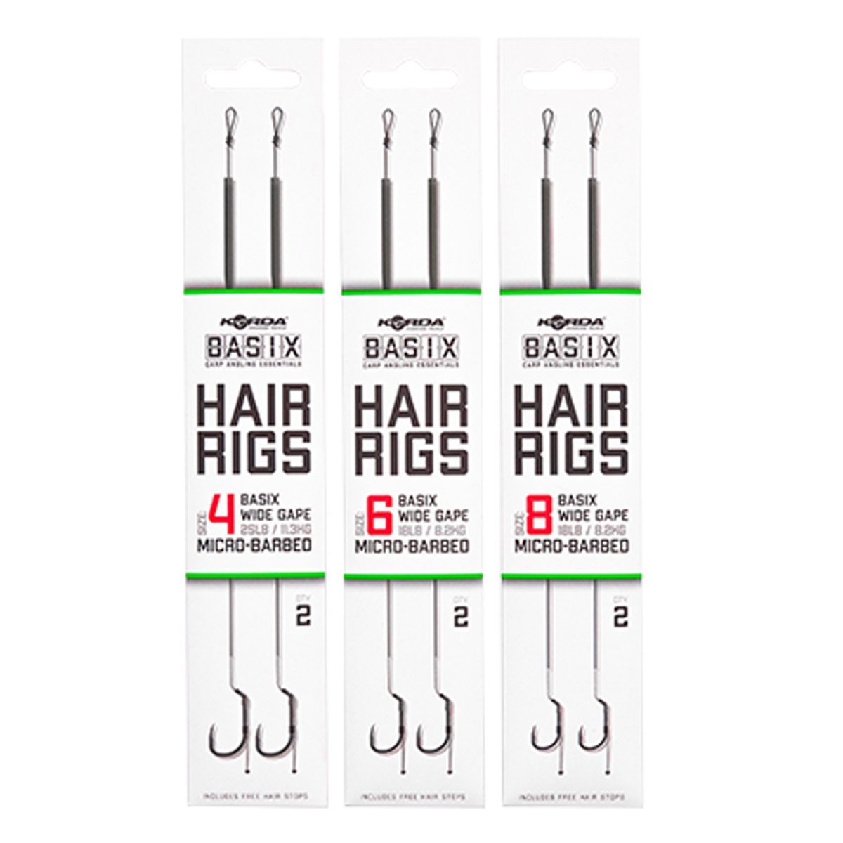 Korda Basix Hair Rigs - Wide Gape - Microbarb - KarperCentrale
