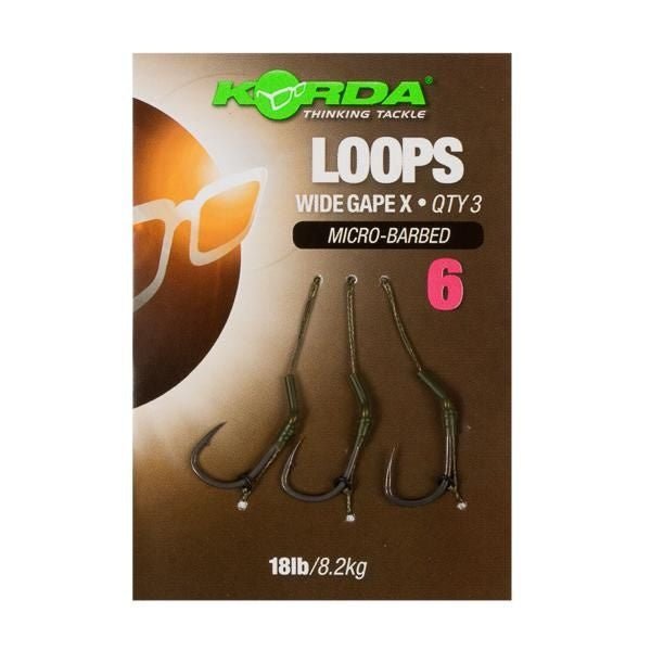 Korda DF Loop Rigs - Wide Gape - Barbless - KarperCentrale
